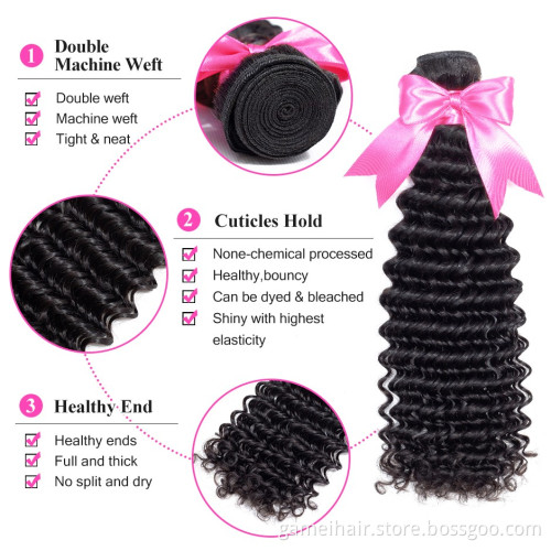 Wholesale Raw Deep Wave Peruvian Human Virgin Cuticle Aligned Hair  Bundles Cheap Natural Remy Human Hair Extension For Women